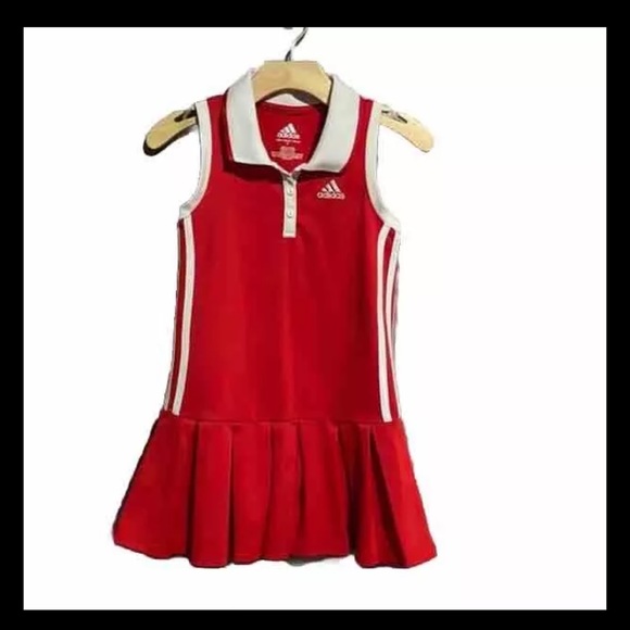 adidas | Dresses | Adidas Girl Athletic Polo Shirt Tennis Dress Red 6x ...